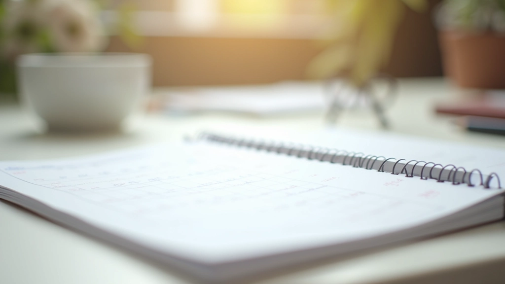 Calendar and planning notebook showing monthly budget review schedule
