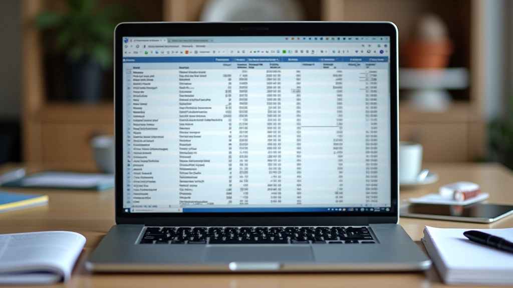 Financial spreadsheet on laptop showing budget categories and monthly tracking