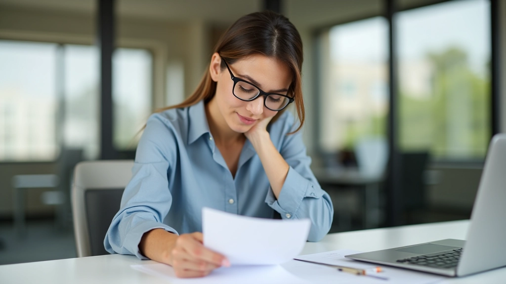 Person reviewing financial statements at office desk